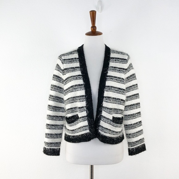 Calvin Klein Sweaters - Calvin Klein Black White Stripe Open Front Sweater